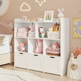 thumbnail image 5 of Toy Storage Organizer, Lofka Kids Bookcase with 3 Movable Drawers and 6 Open Shelves  for Nursery, Kids' Bedroom & Home, White, 5 of 10