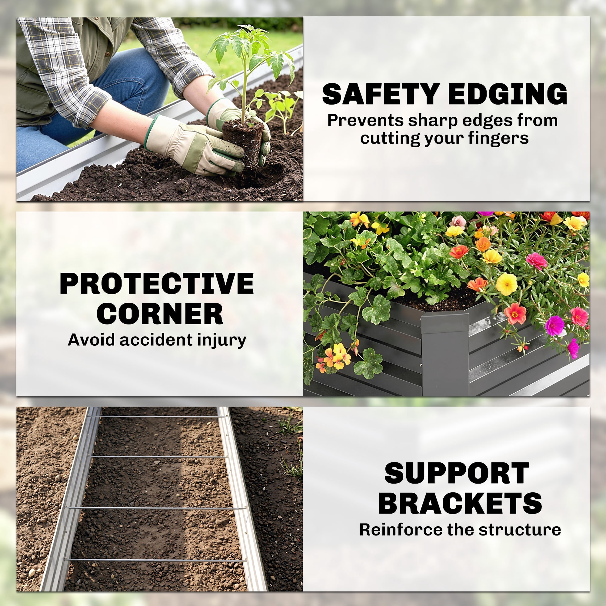 Outsunny 8x2x1ft Galvanized Raised Garden Bed Kit, Large Outdoor Metal Elevated Planter Box with Safety Edging for Flowers, Vegetables, Dark Gray
