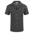 thumbnail image 3 of KyCheLot Business Shirt for Men Slim Lapel Short Sleeve Summer Button down Shirts Stripe Blouse Work, 3 of 3