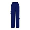 thumbnail image 5 of XFLWAM Cargo Pants Women Straight Leg Casual Elastic Work Pants Athletic Comfy Loose Stretchy Hiking Pants with Pockets Blue S, 5 of 6