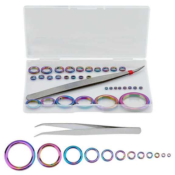 1 Set 32PCS 12 Sizes Porcelain Fishing Rod Repair Part Fishing Rod Tip Guide Ring Fishing Rod Eye Replacement Kit with 1PC Iron Beading Tweezers Hole: 1.8~23mm