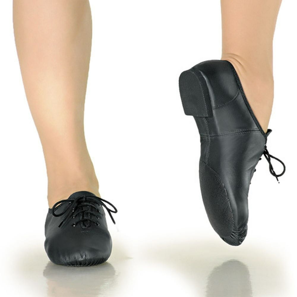 black leather split sole ballet shoes