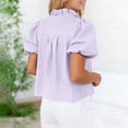 thumbnail image 4 of Bixock Women's Casual Short Sleeve Blouse,Summer Doll Collar Tops,Ruffled Striped Sleeve Casual Shirt V-Neck Short Sleeve Soft Comfortable T-shirts, 4 of 5