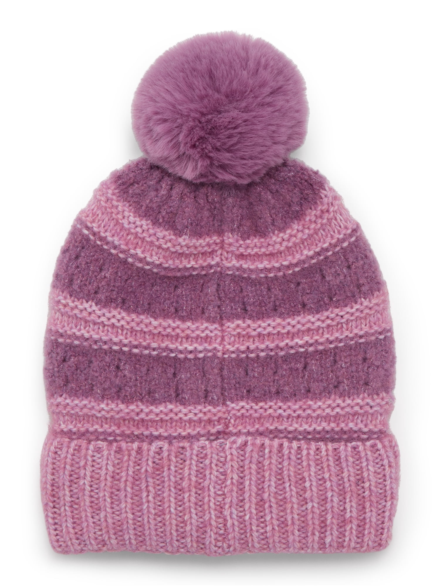 Time and Tru Women's Pointelle Beanie, One Size Fits Most, Purple Dawn