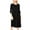 Black, variant on Women's Casual Loose Fit 3/4 Sleeve Round Neck Jersey Knit A-Line Comfy Solid Midi Dress