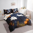 thumbnail image 2 of Manfei Spooky Forest Ghost King Bedding for Teens, Neon Halloween Pumpkin Print King Bed in a Bag, Halloween Reversible, 7-Piece, 2 of 7