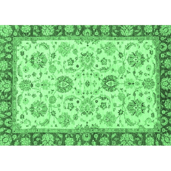 Ahgly Company Indoor Rectangle Oriental Emerald Green Modern Area Rugs, 2' x 5'