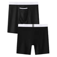 thumbnail image 2 of TANBOM Men's Extended Length Nylon Boxer Briefs Comfortable Breathable Bulge Enhancing Pouch Black M, 2 of 6