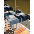 thumbnail image 2 of Outdoor Table Cloth with Umbrella Hole and Zipper, Black Blue Geometric Waterproof Square Tablecloth 54"x54", Vintage Abstract Gradient Art Washable Table Cover for Outside Party Patio Picnic, 2 of 8
