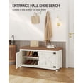 thumbnail image 3 of Farmhouse Shoe Storage Bench, 2 Tier Shoe Bench with Padded Seat Cushion & 2 Barn Doors, White, 3 of 7