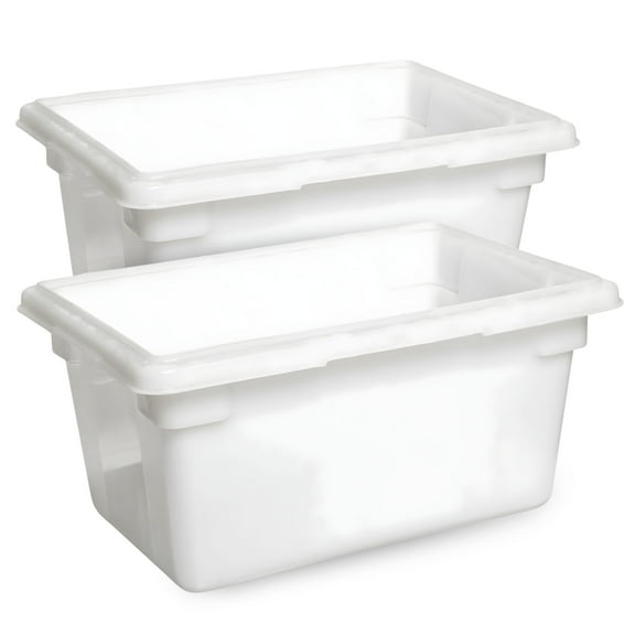 Rubbermaid Commercial Products Food Storage Tote Box, Freezer Safe, 5 Gal, White, 2 Pack