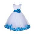 thumbnail image 2 of Ekidsbridal Girl Bridesmaid Flower Girl Dress - White Floral Lace Tulle with Tiebow Sash 165T-A (Size: S-12), 2 of 3