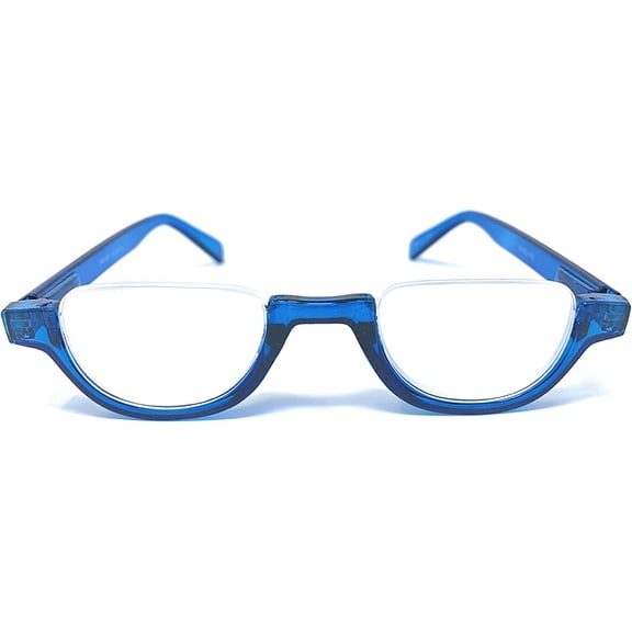 The Noble Semi-Rimless Half Reader Half Moon Reading Glasses, 1.25 Blue
