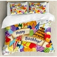 thumbnail image 3 of Birthday Duvet Cover Set Twin Size, Colorful Joyous Burst with Champagne Bottles Cake Balloons Festive Celebration, Decorative 2 Piece Bedding Set with 1 Pillow Sham, Multicolor, by Ambesonne, 3 of 3
