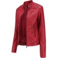 thumbnail image 2 of chamarra de piel para mujer, cuello alto, con cierre, color sólido, 2 of 4