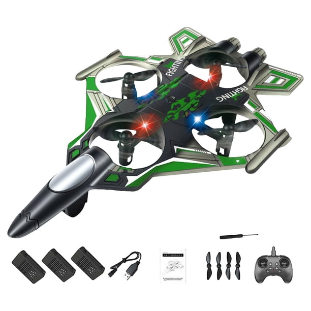 Avión RC Avión de control remoto Avión ligero portátil con luces LED Helicóptero Batería verde 3