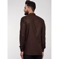 thumbnail image 5 of eloria Men's Traditional Brown Solid Thread Work Cotton Blend Kurta, 5 of 7