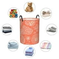 thumbnail image 6 of Haiem Beautiful Corals Leather Dirty Clothes Laundry Basket,Sturdy & Waterproof,Collapsible Round Design For Efficient Space Management,Multi-Purpose Storage Basket, 6 of 8