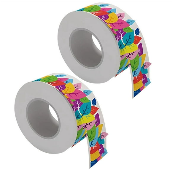 2pcs 65.6 Feet Colorful Leaves Bulletin Board Border Trim Waterproof and Adhesive for Classroom Chalkboard, Wall,2 roll Bulletin Board Border
