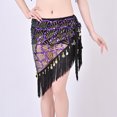 thumbnail image 2 of Xfvqtps Woman Sequin Dance Skirt Tassel Triangular Belt Belly Dancing Waist Towel Waist Chain Hip Towel Performance Skirt Purple, 2 of 8