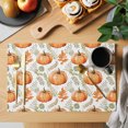 thumbnail image 2 of Orange Pumpkins Fall Placemats Set of 4, Thanksgiving Green Leaves Autumn Washable Wipeable Table Mats for Dining Tables, Indoor Outdoor Kitchen Place Mats for Holiday Party Table Decor, 2 of 9