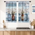 thumbnail image 2 of Blue Floral Kitchen Window Curtains Rod Pocket Small Short Cafe Farmhouse Rustic Country Flowers Daisy Cute Inspirational Room Drapes 2 Panels for Living Bedroom Home Decor 27.5X39 inch, 2 of 6