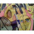 thumbnail image 5 of oneOone Silk Tabby Yellow Fabric Abstract Comic Face Sewing Material Print Fabric By The Yard 42 Inch Wide, 5 of 5