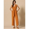 thumbnail image 4 of DARING DIVA Women's V Neck Casual Sleeveless Wide Leg Jumpsuit S Orange, 4 of 6