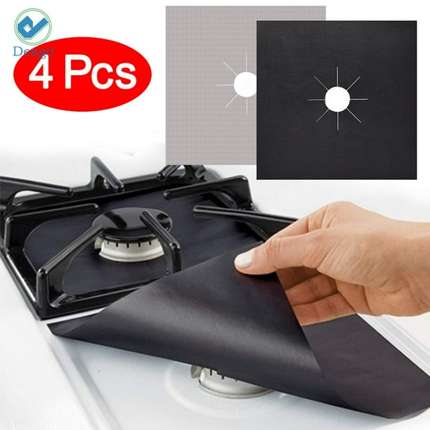 Deago 4 Pcs Non Stick Gas Stove Burner Cover Gas Range Protectors Aluminum Foil Reusable Kitchen Liner Clean Mat Pad Black Walmart Com Walmart Com