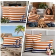 thumbnail image 5 of Anchor Orange Outdoor Waterproof Pillow Covers, Modern Navy Blue White Striped Nautical Decorative Square Throw Pillowcase Sofa Cushion Sham for Patio/Couch/Chair, 24"x24" 2 Pack, 5 of 8