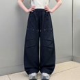 thumbnail image 2 of CPNG Girls and Boys Cargo Pants Elastic Waist Wide Leg Baggy Parachute Pants Fashion Street Style Casual Cargo Jogger Pants, 2 of 5