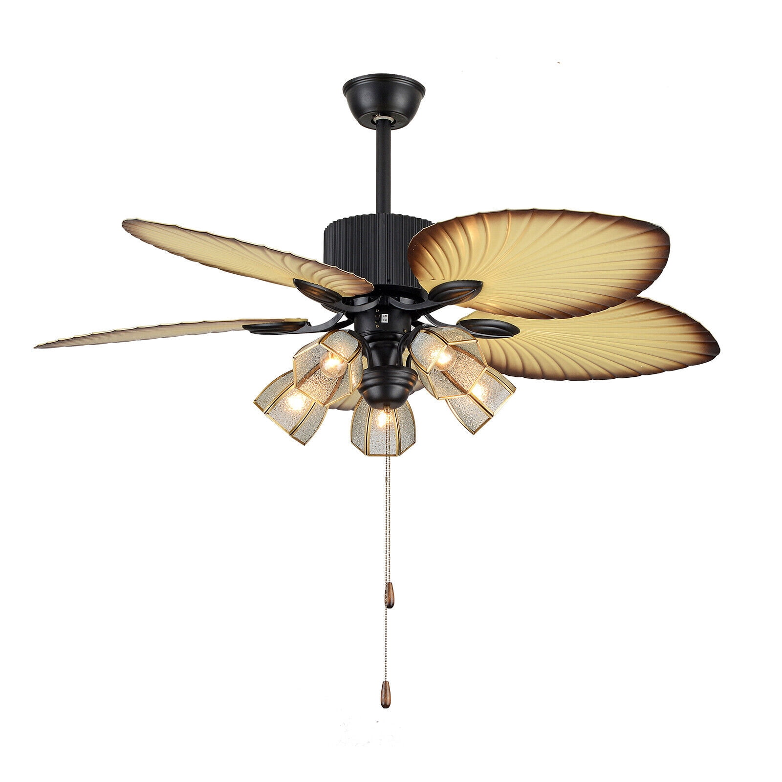 52inch Ceiling Fan with Light Remote Control Reversible 5 Palm Tropical Blades