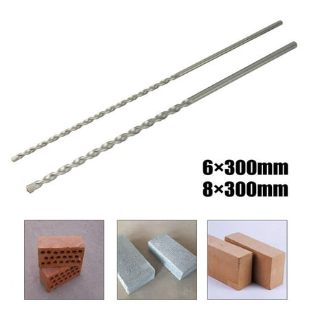 

2Pcs 300mm Long Masonry Concrete Impact Drill Bit Triangle Shank 6 8mm Drill Bit