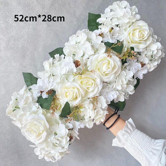 Panel de Flores Macarena Flores Artificiales Decoración de Pared Boda Despedida de Soltera Baby Blanco