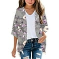 thumbnail image 2 of Spazoro Kids Girls Cardigan Sweaters, Open Front Printed 3/4 Sleeve Chiffon Soft Knit Shrug for Dailywear Multicolor Size 9-10T, 2 of 4