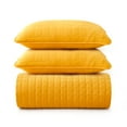 thumbnail image 1 of UNIKOME Lightweight 3 Piece Microfiber Coverlet Set Quilted Design, Yellow, Twin, 1 of 5