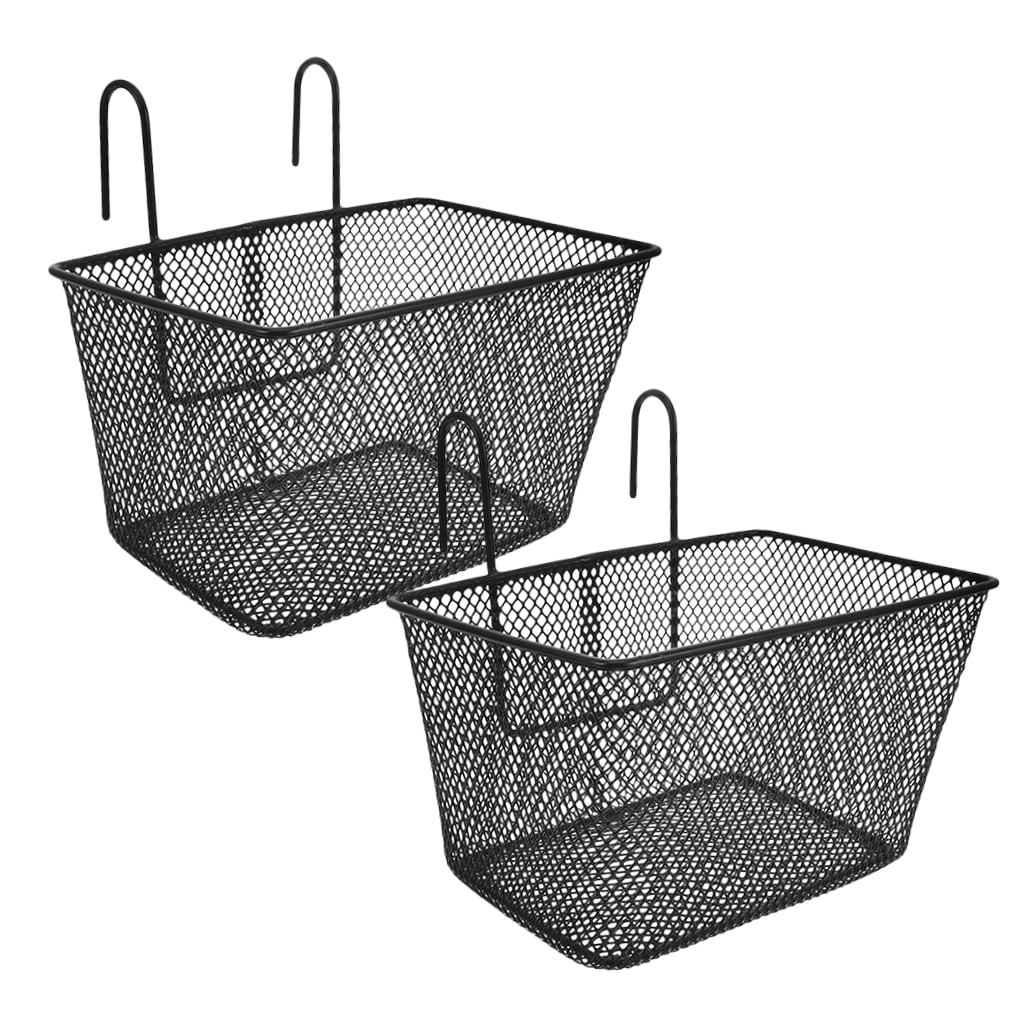 ELAYARD 2-Pack Black Bike Basket Rectangular Storage Carrier for Cycling and Outdoor Use