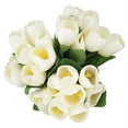 thumbnail image 2 of Pure Garden Tulip Floral Arrangement - Artificial Flowers with Leaves in Glass Vase - Cream, 2 of 5