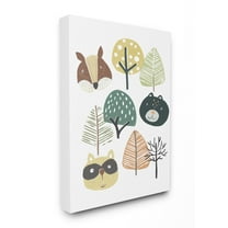 Stupell Industries Forest Animal Trees Faces Cartoon Family Design Canvas Wall Art by June Erica Vess, 24" x 30", Canvas