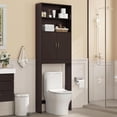 thumbnail image 3 of LInyy Over The Toilet Storage, Taller Bathroom Organizer Space-Saving Storage Cabinet with Adjustable Shelves and Double Doors, 77 in H, Espresso, 3 of 9