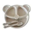 thumbnail image 2 of Juego de platos herméticos duraderos resistentes sin tenedor de BPA dibujos animados 3 compartimentos para niños vajilla para niños bandeja de paja de blanco cálido Baoblaze Platos de bandeja de paja de trigo, 2 of 7