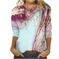 thumbnail image 1 of Birdeem Mode Femme Manches Courtes Col Rond Rétro Imprimé Haut Ample Blouse Manches Trois-Quarts, 1 of 1