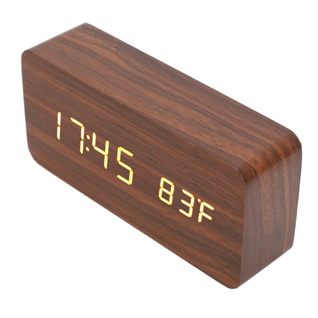 Reloj Digital De Madera LED, Función De Memoria Decorativa De Reloj Despertador Electrónico Con Pantalla De Temperatura Y Humedad Para Dormitorio