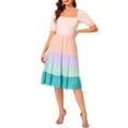 thumbnail image 2 of INSPIRE CHIC Women's Chiffon Summer Elastic Waist Elegant High Waist Tiered Skirt, 2 of 6