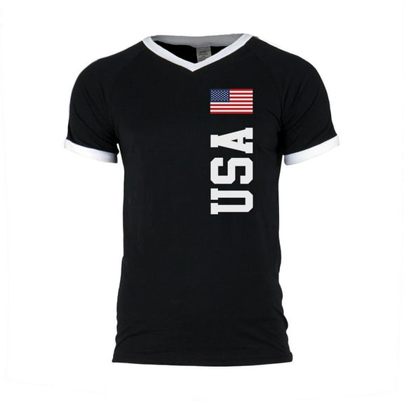 4th of July World Cup USA Mens Soccer Jersey V-Neck T-Shirt