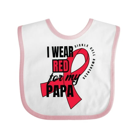 

Inktastic Sickle Cell Awareness I Wear Red For My Papa Gift Baby Boy or Baby Girl Bib