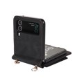 thumbnail image 4 of Elehold Luxury Leather Wallet Cover for Samsung Galaxy Z Flip 3 6.7 inch Lanyard Case with Kickstand Shockproof  Card Slot Holder with Make-up Mirror for Women,Black, 4 of 9