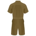 thumbnail image 4 of vastwit Mens Rompers Loose Fit Overalls Solid Color Shorts Jumpsuit Front Zip Uniforms Bodysuit Khaki L, 4 of 6