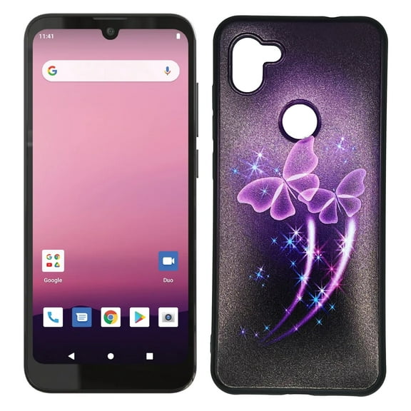 Compatible for Orbic Q10 4G LTE RC609LTM TPU 1-Piece Cover Cell Phone Case - Purple Butterfly