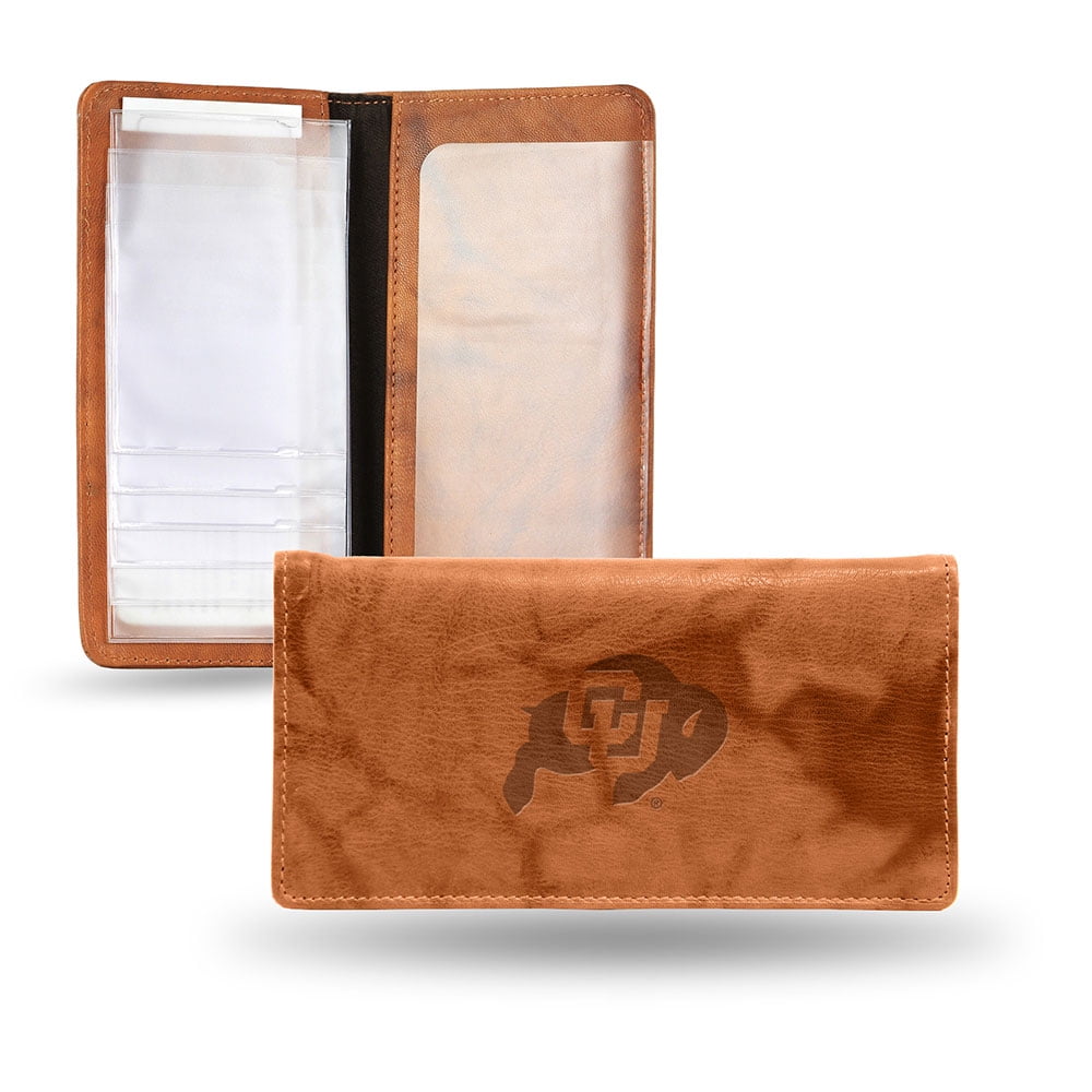 NCAA Colorado Golden Buffaloes Embossed Genuine Cowhide Leather Checkbook Cover